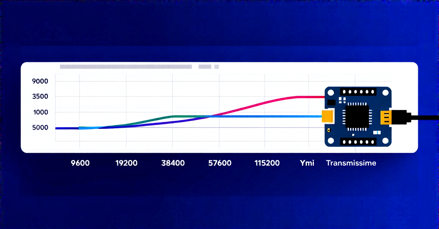 دراسة تغييرات معدل الارسال بواسطة بروتوكول UART